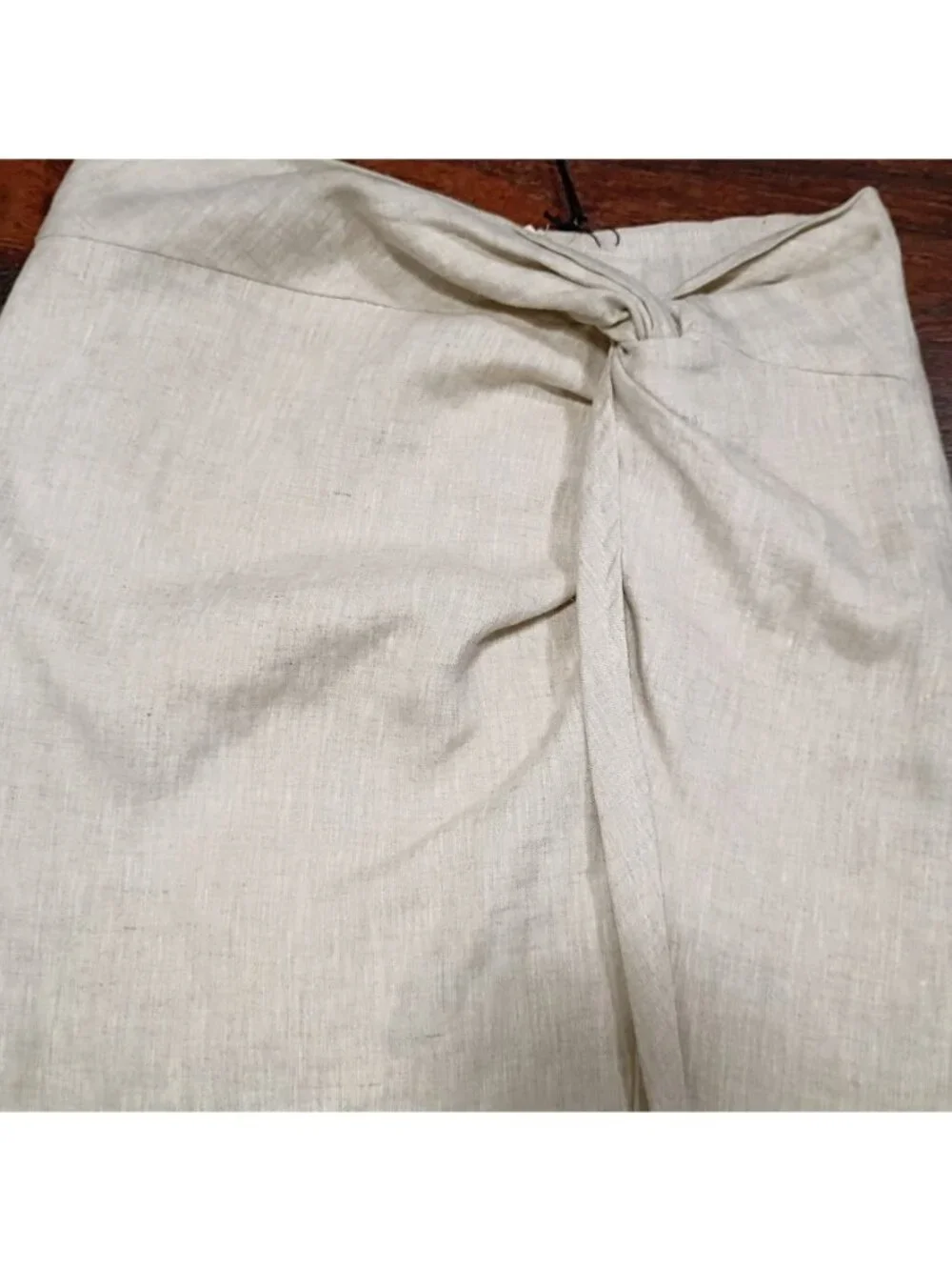 Lisa Maree Linen Tan Beige long Skirt Sz S Linen Blend Wrap Style NWT - Picture 10 of 15